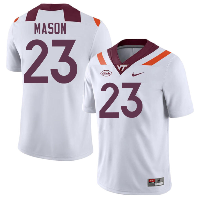 Men #23 Tyler Mason Virginia Tech Hokies College Football Jerseys Stitched-White